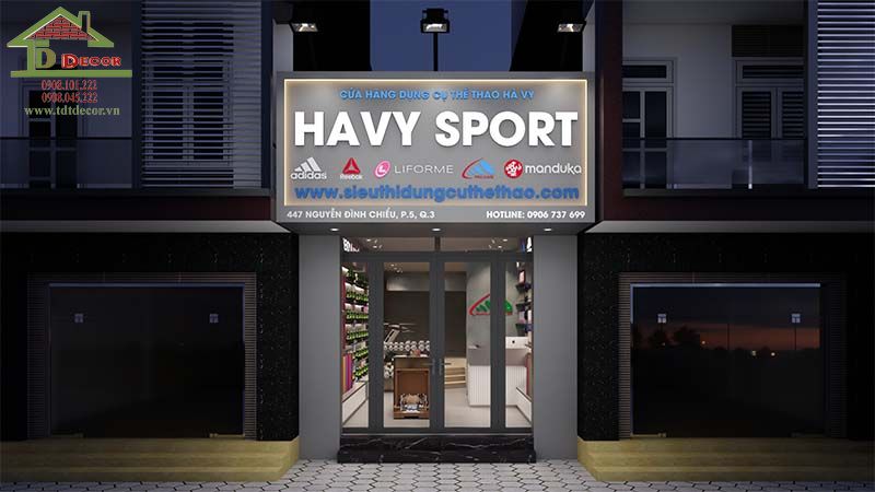 Thiết kế cửa hàng thể thao Havy sport ở quận 3