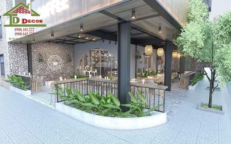 Thiết kế quán cafe 2 mặt tiền