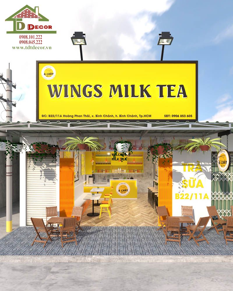 Thiết kế quán trà sữa Wings Milk Tea anh Lâm