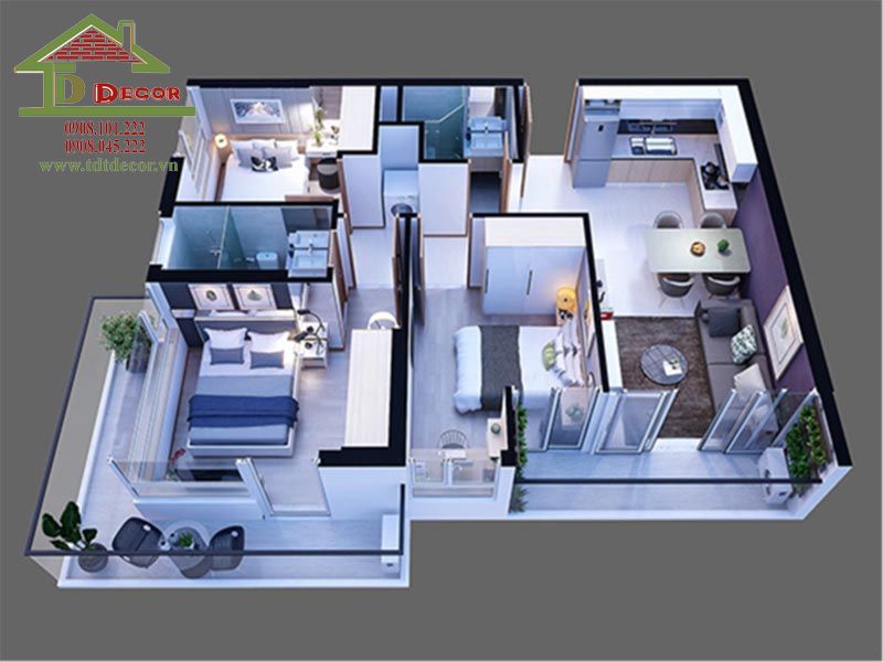 Tổng hợp các thiết kế nội thất chung cư 72m2 được ưa chuộng