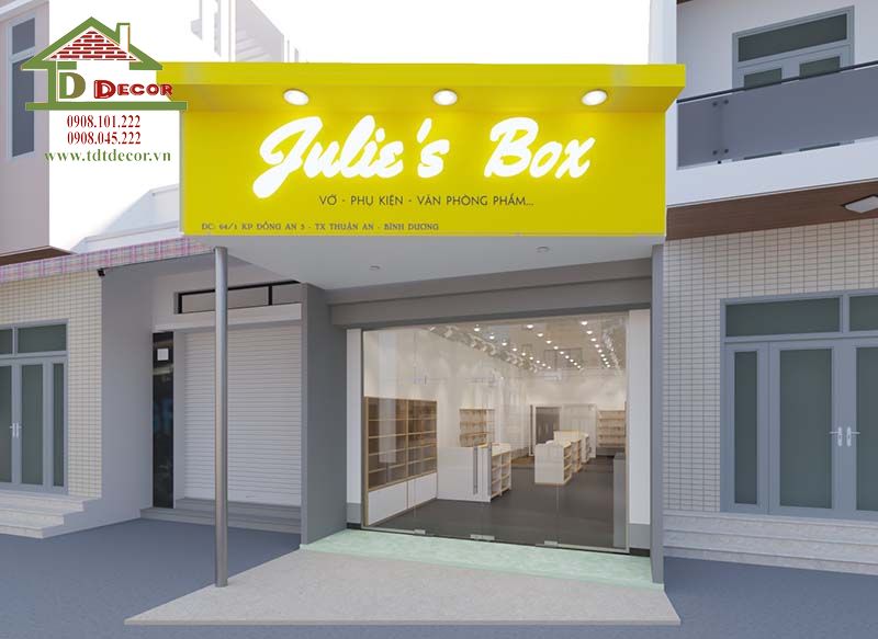 Thiết kế cửa hàng văn phòng phẩm Julie’s tại Bình Dương