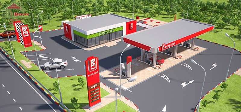 thiết kế cửa hàng xăng dầu