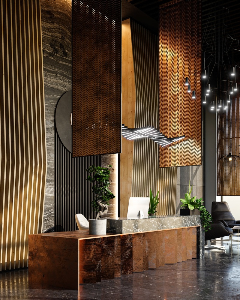 thiết kế quầy lễ tân khách sạn