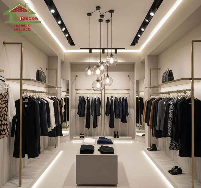 thiết kế shop quần áo 20m2