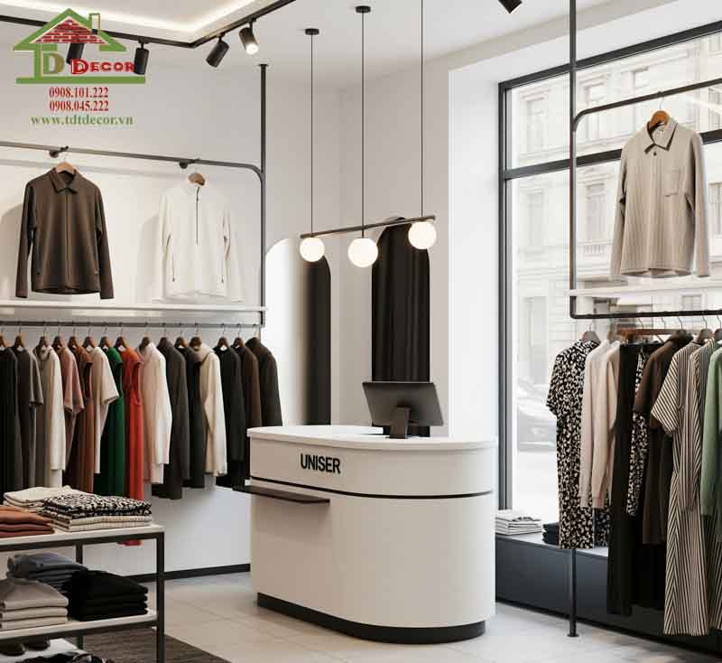 thiết kế shop quần áo 20m2