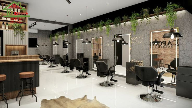 Có thể bố trí thêm cây xanh vào không gian cửa hàng barber