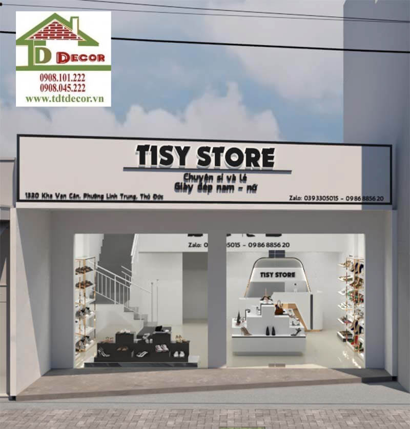 thiết kế shop giày dép tisy store