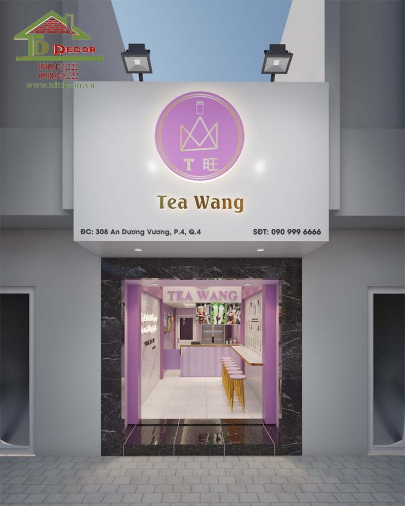 Dự án thiết kế nội thất quán trà sữa Tea Wang tại Quận 4
