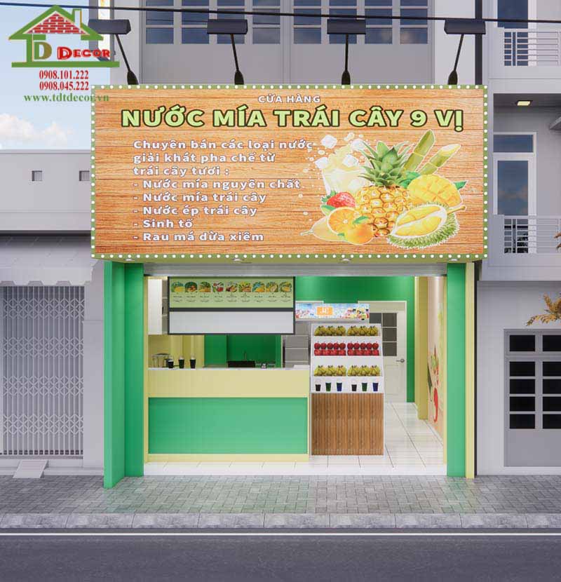 Dự án thiết kế nội thất quán nước mía trái cây 9 vị tại Quận 3, Thành Phố Hồ Chí Minh