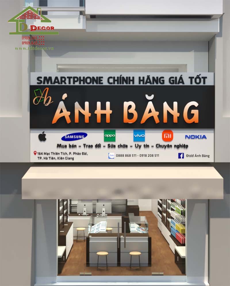 Dự án thiết kế shop điện thoại Ánh Băng ở Kiên Giang