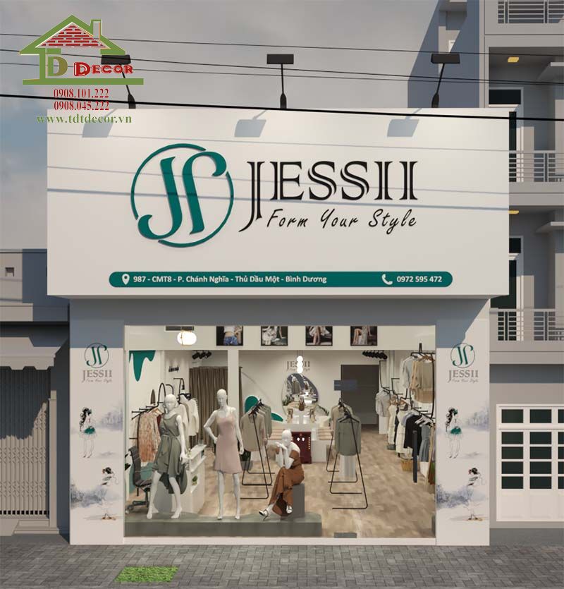 Dự án thiết kế shop thời trang nữ Jessii tại  Bình Dương