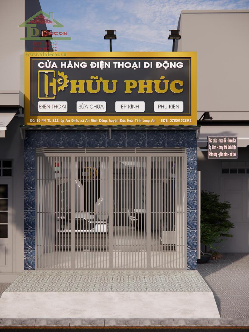 Thiết kế cửa hàng điện thoại di động Hữu Phúc ở Long An